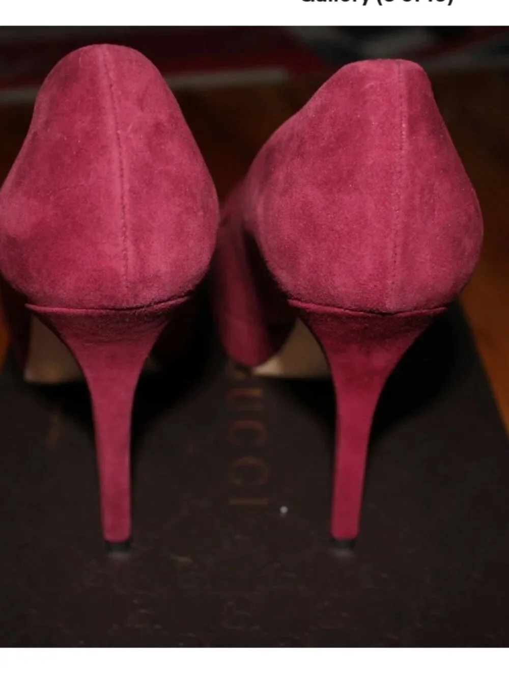 GUCCI Scamosciato Tibet BURGUNDY Red Suede Platform Pumps Shoes Heels Size 38